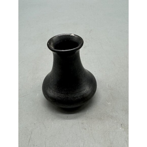 Small Vintage Black Ceramic Vase With Textured Finish Chip on Top Used READ - Picture 4 of 6
